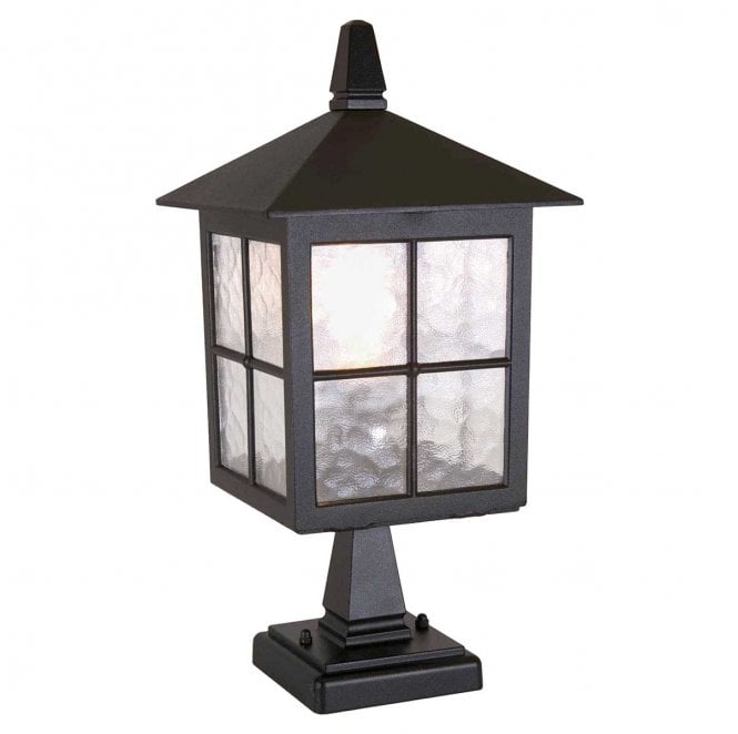 Elstead Lighting BL25-BLACK Winchester Outdoor IP44 1 Light Pedestal Lantern in a Black Finish