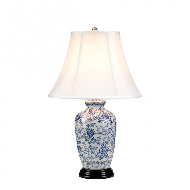Elstead Lighting BLUE-G-JAR-TL Blue Finger Jar 1 Light Table Lamp in a Blue and White Finish