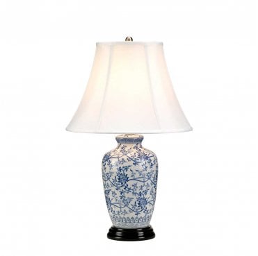 BLUE-G-JAR-TL Blue Finger Jar 1 Light Table Lamp in a Blue and White Finish
