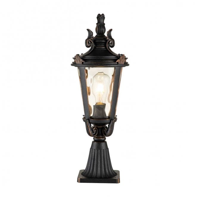 Elstead Lighting BT3-M Baltimore Outdoor IP44 1 Light Medium Pedestal Lantern in a Weathered Bronze Finish