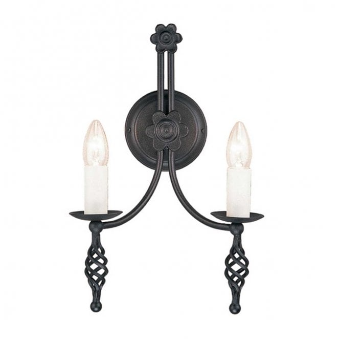Elstead Lighting BY2-BLACK Belfry 2 Light Wall Light in a Black Finish