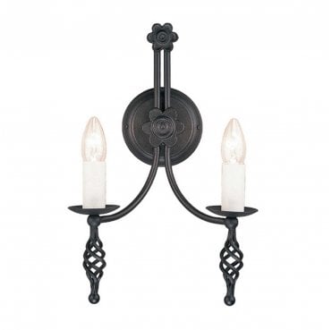 BY2-BLACK Belfry 2 Light Wall Light in a Black Finish
