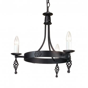 BY3-BLACK Belfry 3 Light Chandelier in a Black Finish