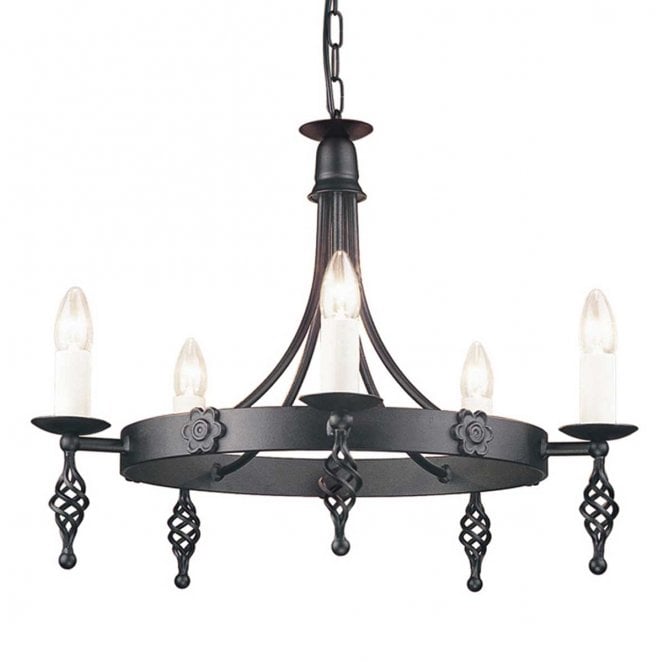 Elstead Lighting BY5-BLACK Belfry 5 Light Chandelier in a Black Finish