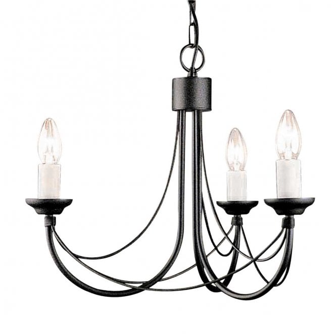 Elstead Lighting CB3-BLACK Carisbrooke 3 Light Chandelier in a Black Finish