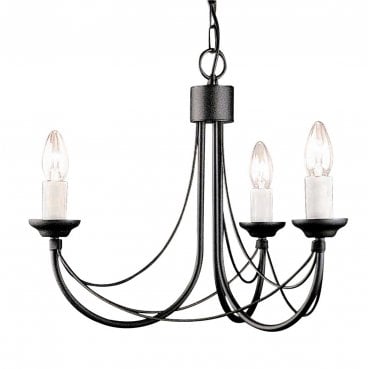 CB3-BLACK Carisbrooke 3 Light Chandelier in a Black Finish