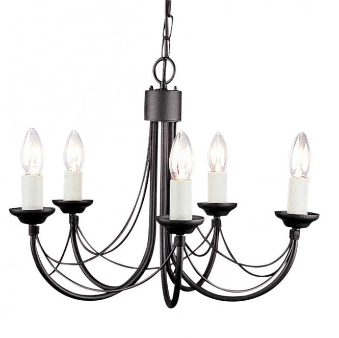 Elstead Lighting CB5-BLACK Carisbrooke 5 Light Chandelier in a Black Finish