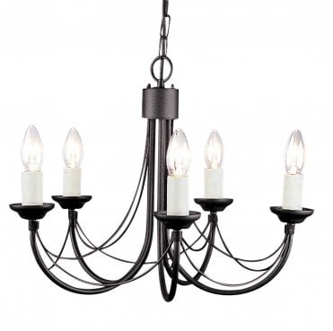 CB5-BLACK Carisbrooke 5 Light Chandelier in a Black Finish