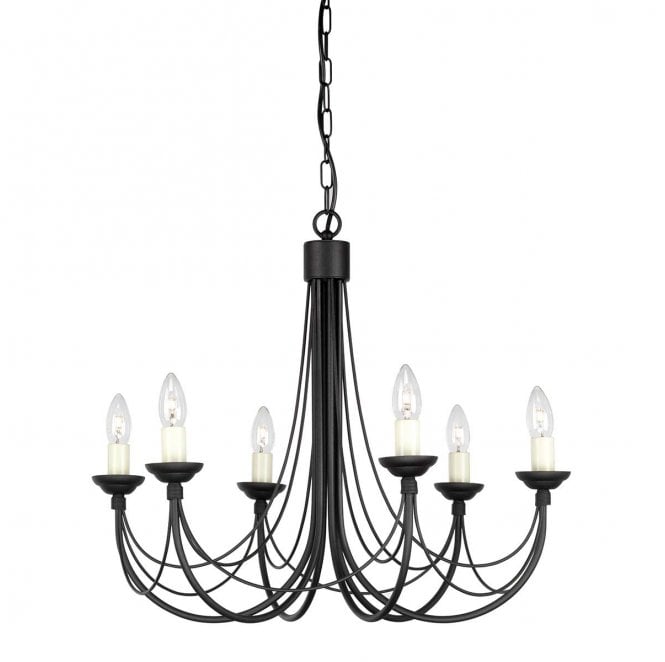Elstead Lighting CB6-BLACK Carisbrooke 6 Light Chandelier in a Black Finish