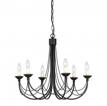 CB6-BLACK Carisbrooke 6 Light Chandelier in a Black Finish