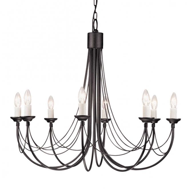 Elstead Lighting CB8-BLACK Carisbrooke 8 Light Chandelier in a Black Finish