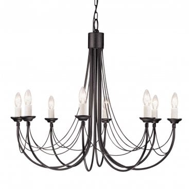 CB8-BLACK Carisbrooke 8 Light Chandelier in a Black Finish