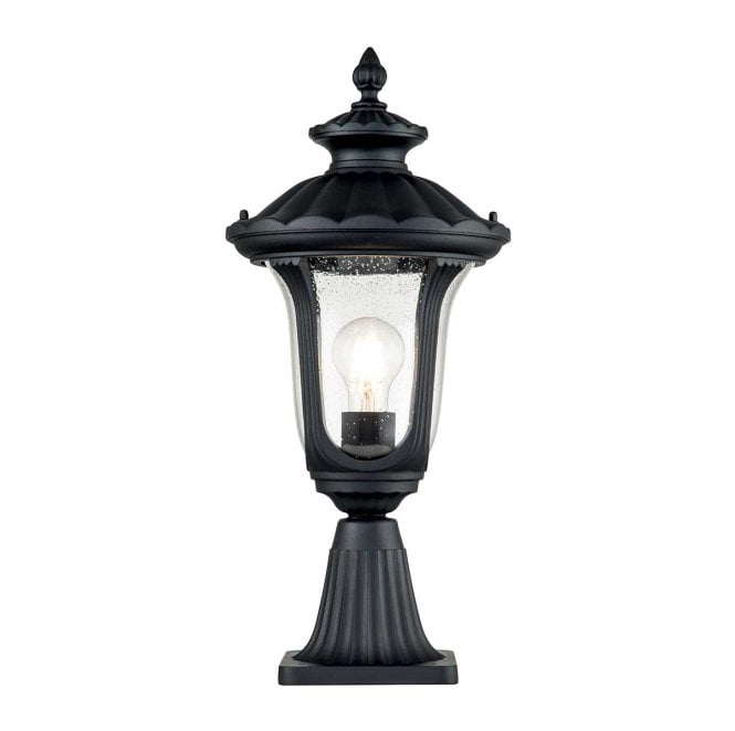 Elstead Lighting CC3-S-BK Chicago Outdoor IP44 1 Light Small Pedestal Lantern in a Textured Black Finish