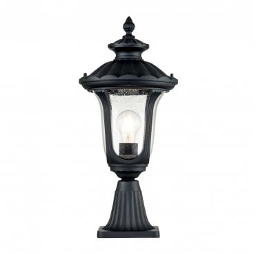CC3-S-BK Chicago Outdoor IP44 1 Light Small Pedestal Lantern in a Textured Black Finish