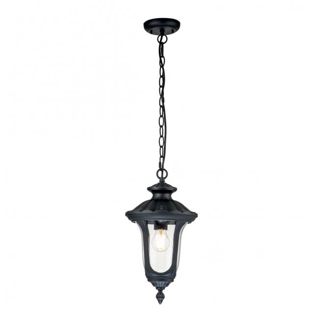 Elstead Lighting CC8-S-BK Chicago Outdoor IP44 1 Light Small Chain Lantern in a Textured Black Finish