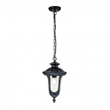 CC8-S-BK Chicago Outdoor IP44 1 Light Small Chain Lantern in a Textured Black Finish