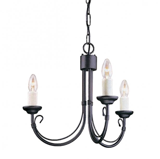 Elstead Lighting CH3-BLACK Chartwell 3 Light Chandelier in a Black Finish