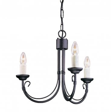 CH3-BLACK Chartwell 3 Light Chandelier in a Black Finish