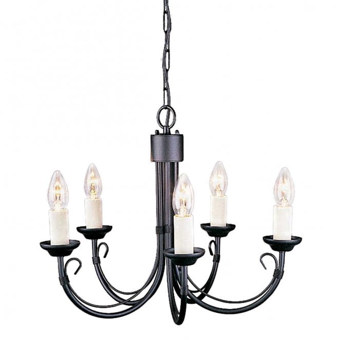 Elstead Lighting CH5-BLACK Chartwell 5 Light Chandelier in a Black Finish