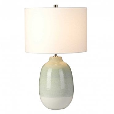 CHELSFIELD-TL Chelsfield 1 Light Table Lamp in a Pale Green and White Finish with a White Shade