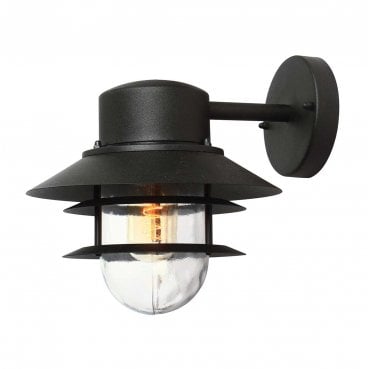 COPENHAGEN-BK Copenhagen Outdoor IP44 1 Light Wall Lantern in a Black Finish