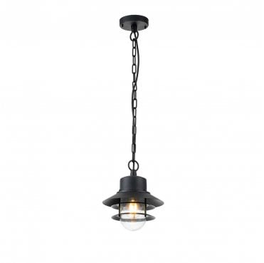 COPENHAGEN8-BK Copenhagen Outdoor IP44 1 Light Chain Lantern in a Black Finish