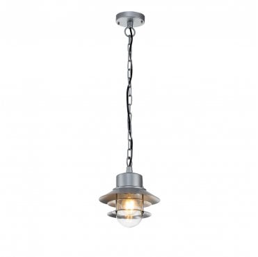 COPENHAGEN8-SIL Copenhagen Outdoor IP44 1 Light Chain Lantern in a Silver Finish