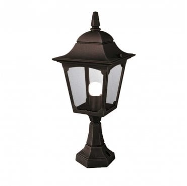 CP4-BLACK Chapel Outdoor IP44 1 Light Pedestal Lantern in a Black Finish
