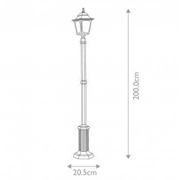 CP6-BLACK Chapel Outdoor IP44 1 Light Lamp Post in a Black Finish