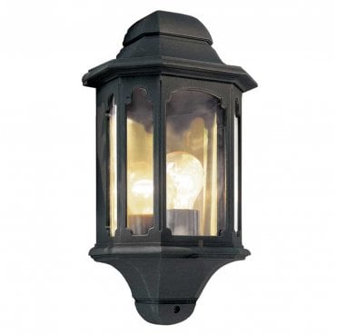 CP7-BLACK Chapel Outdoor IP44 1 Light Half Lantern in a Black Finish