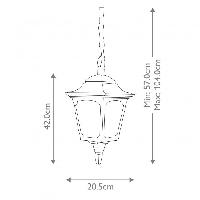 Elstead Lighting CP9-BLACK Chapel Outdoor IP44 1 Light Chain Lantern in a Black Finish