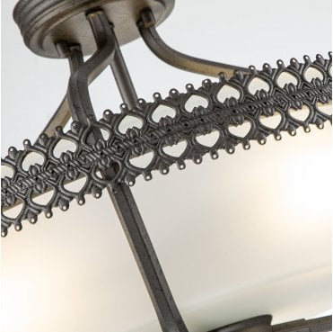 CROWN-SF Crown 3 Light Semi-Flush Fitting in an Iron Gate Finish