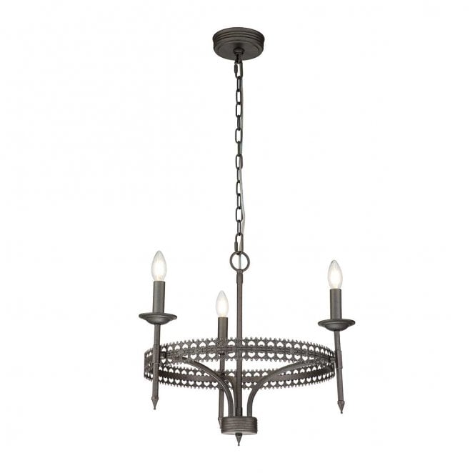 Elstead Lighting CROWN3 Crown 3 Light Chandelier in an Iron Gate Finish