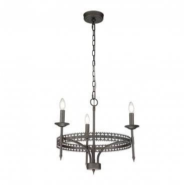 CROWN3 Crown 3 Light Chandelier in an Iron Gate Finish