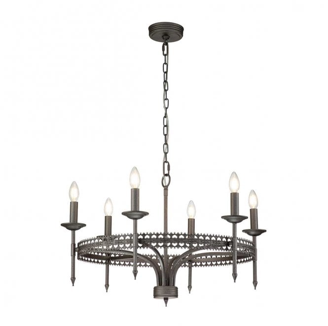Elstead Lighting CROWN6 Crown 6 Light Chandelier in an Iron Gate Finish