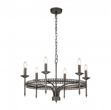 CROWN6 Crown 6 Light Chandelier in an Iron Gate Finish
