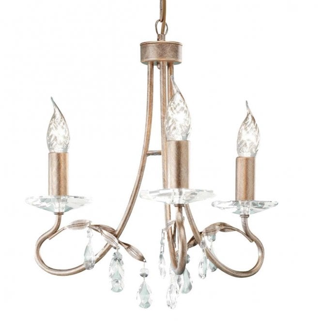 Elstead Lighting CRT3-SILVER-GOLD Christina 3 Light Chandelier in a Silver and Gold Patina Finish