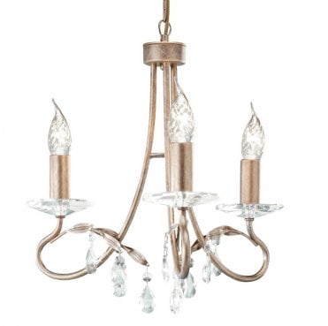 CRT3-SILVER-GOLD Christina 3 Light Chandelier in a Silver and Gold Patina Finish
