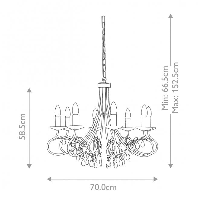 Elstead Lighting CRT8-SILVER-GOLD Christina 8 Light Chandelier in a Silver and Gold Patina Finish