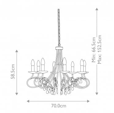 CRT8-SILVER-GOLD Christina 8 Light Chandelier in a Silver and Gold Patina Finish