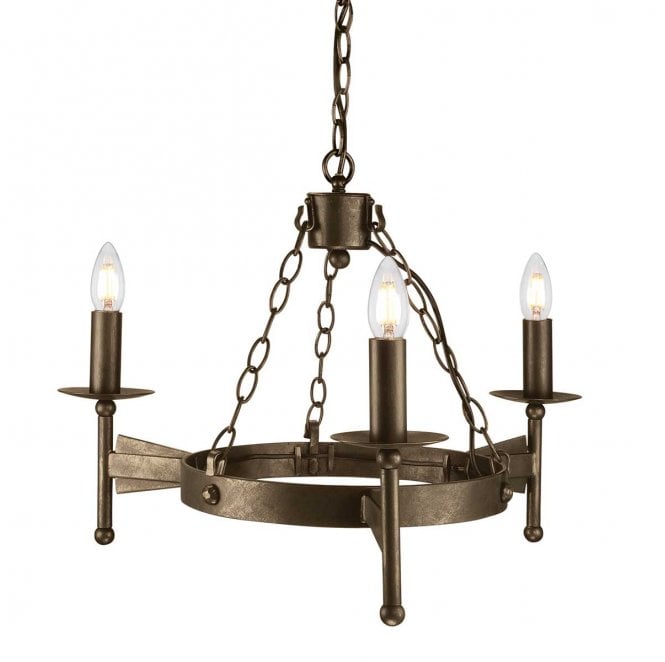 Elstead Lighting CW3-OLD-BRZ Cromwell 3 Light Chandelier in an Old Bronze Finish