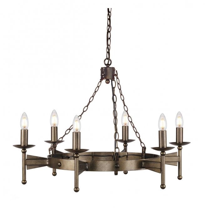 Elstead Lighting CW6-OLD-BRZ Cromwell 6 Light Chandelier in an Old Bronze Finish