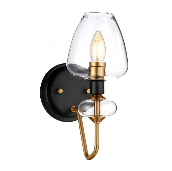 Elstead Lighting DL-ARMAND1-AB Armand 1 Light Wall Light with an Aged Brass Plated and Charcoal Black Paint Finish