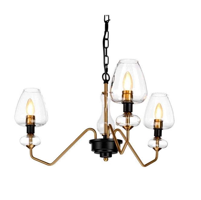 Elstead Lighting DL-ARMAND3-AB Armand 3 Light Pendant with an Aged Brass Plated and Charcoal Black Paint Finish