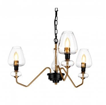 DL-ARMAND3-AB Armand 3 Light Pendant with an Aged Brass Plated and Charcoal Black Paint Finish