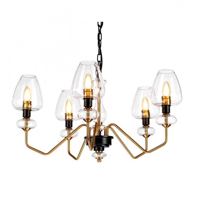 Elstead Lighting DL-ARMAND5-AB Armand 5 Light Chandelier with an Aged Brass and Charcoal Black Paint Finish