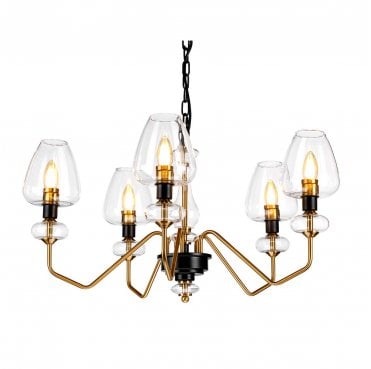 DL-ARMAND5-AB Armand 5 Light Chandelier with an Aged Brass and Charcoal Black Paint Finish