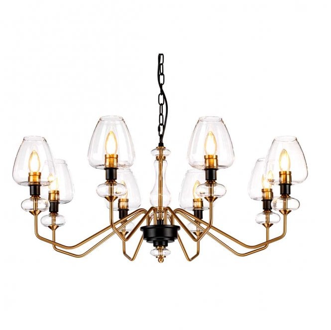Elstead Lighting DL-ARMAND8-AB Armand 8 Light Chandelier with an Aged Brass and Charcoal Black Paint Finish