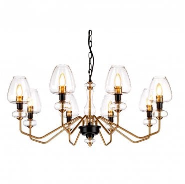 DL-ARMAND8-AB Armand 8 Light Chandelier with an Aged Brass and Charcoal Black Paint Finish