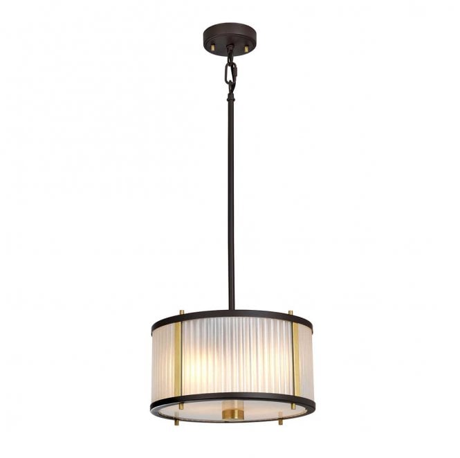 Elstead Lighting DL-CORONA-2P-BAB Corona 2 Light Pendant in a Museum Bronze, Dark Brown Painted and Aged Brass Finish